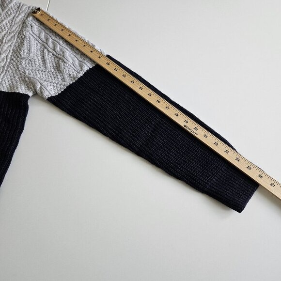 Alcott Sweater Mens XL Gray Navy Colorblock Cable Ribbed LS Crewneck Preppy Gorp - Picture 5 of 16